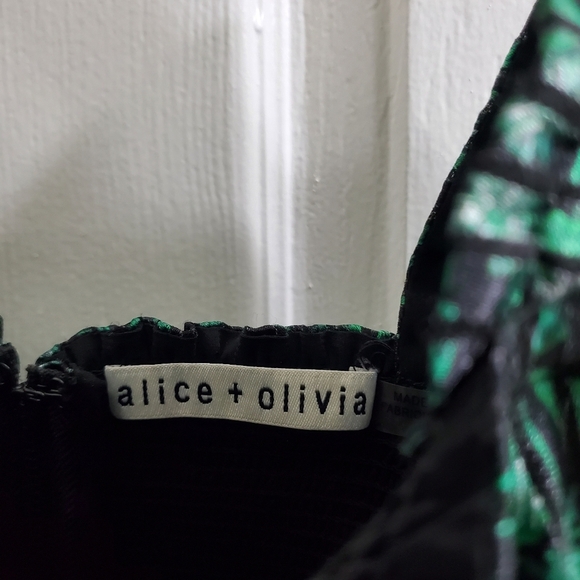 ALICE + OLIVIA Smocked Green Floral Long Sleeve Mini Dress Size XS - Picture 12 of 13